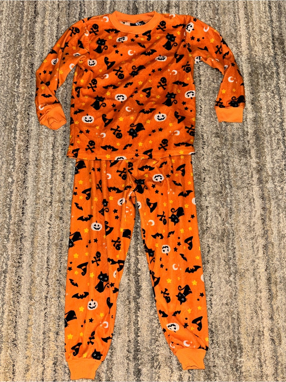 Kids Orange Halloween Pajama Set